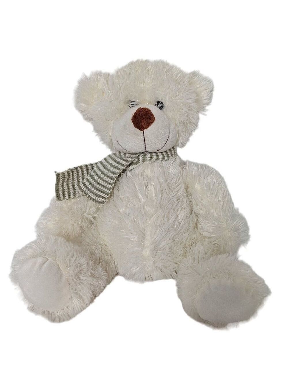 White Teddy Bear Winter Scarf Stuffed Animal 11.5 Inch